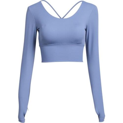 2021 New Seamless Yoga Shirts Crop Top long Sleeves Shirts for Women Yoga Sports Fitness Gym cloth Workout Tops Sports Shirts