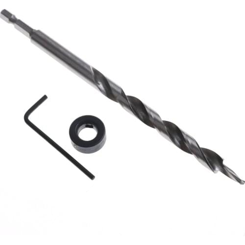 New 3/8" Hex Pocket Hole Twist Step Drill Bit+Stop Collar Set For Kreg Jig Guide Whosesale