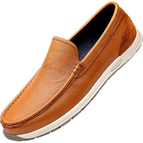 Autumn New Men Shoes Leather Shoes Loafers Shoes Moccasins Shoes Trendy Casual Shoes Slip-on Low-top Shoes Thick-soled Shoes