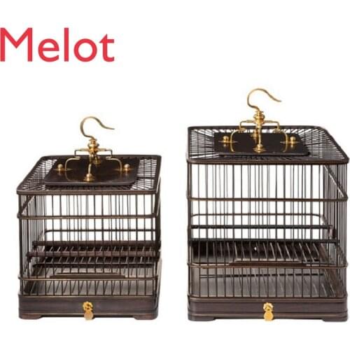 New Chinese Style Living Room Square Metal Ebony Birdcage-Shaped Ornaments Home TV Cabinet Showcase Soft Decoration