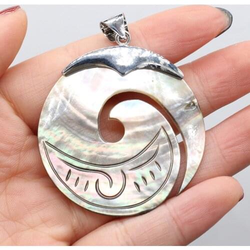 New Style Natural Stone Pendant Round Shell Charms For Jewelry Making DIY Necklace Bracelet Earrings Accessory