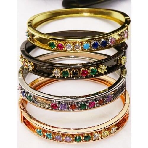 3 Pcs Wholesale custom Slide Crystal charms bangles DIY design 10 rainbow charms Copper bangles order bangles letters seperate