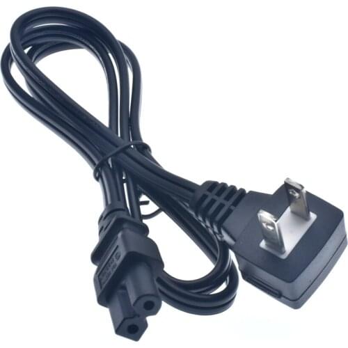 Right Angled 2 Prong Polarized AC Wall Power Cable for TVs,Sony PS1 PS2 NEMA 1-15P Male Plug to IEC C7 Figure 8 Female US Cord