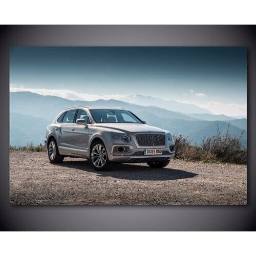 Luxury car Bentley Bentayga Grey Metallic Mountain Posters and Prints Wall art Picture Canvas Painting For Living RoomDecor