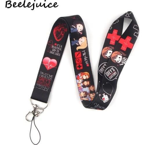 Greys Anatomy Lanyard Keys Phone Holder Funny Neck Strap With Keyring ID Card DIY Animal webbings ribbons Hang Rope