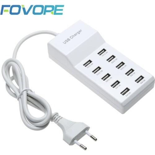 10 Port USB Home Travel Wall AC Charger AC100~240V Fast Charge Power Strip Adapter US/EU Plug