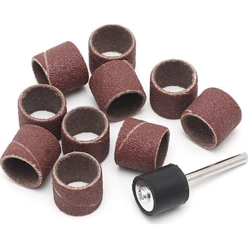 2021 New 10 Pcs 12.5mm Grit 80# Sanding Bands +3.17mm Mandrel Rotary Tool Nail Drill Bits