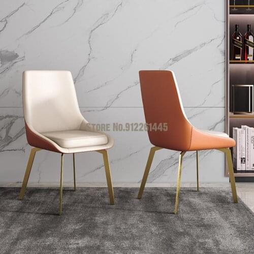 Light luxury dining chair home modern minimalist backrest makeup study room milk tea shop restaurant custom net red leather chai