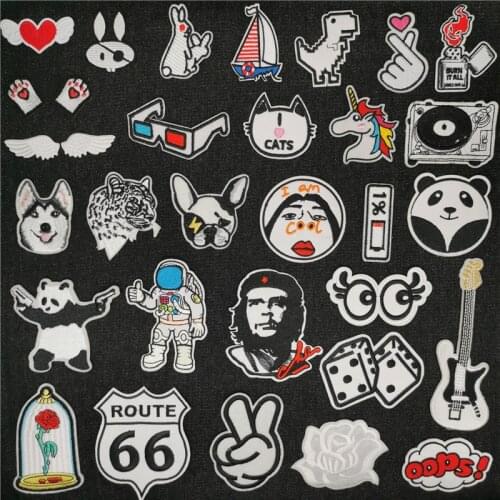 Clothing Thermoadhesive patches Embroidered Cloth wings Dog Astronaut Guitar Bress Badge Armband Dress Decal Ironing Stickers