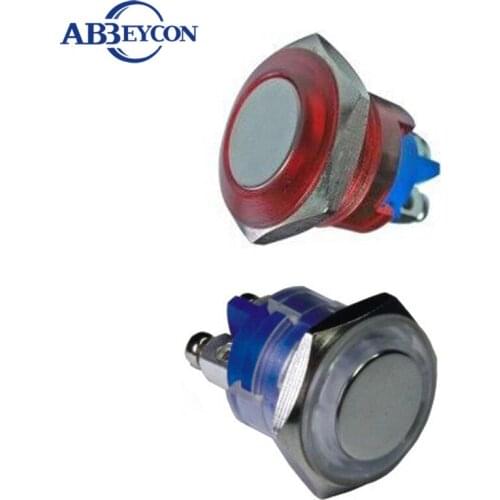 TY 1602 16mm Flat round head momentary plastic screw terminal waterproof electrical push button switch