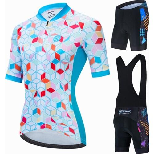 Fualrny 2021 New Summer Cycling Jersey Set Breathable Team Racing Sport Bicycle Jersey Womens Cycling Clothing Short Bike Jersey