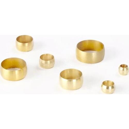 10/20/50pcs A Pack Brass Ferrule For 3/4/5/6/8/10/12/14/16/18/20mm OD Tube Air Compression Pneumatic Fitting Ferrule Ring