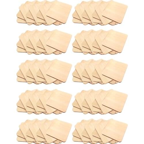 100 Pieces of Square Wood Panels for Mini House Building, Projects Handicrafts