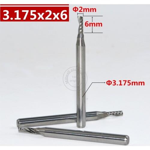 3.175mm*2.0mm*6mm,Freeshipping CNC Solid carbide woodworking router bit,Tungsten end mill,1 flute milling cutter,MDF,acrylic