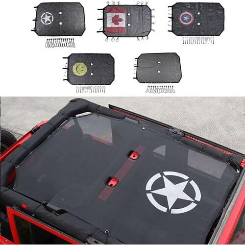 4 Door Car Front Roof Mesh Bikini Top Sunshade Cover UV Sun Shade Mesh Car Accessories For Jeep Wrangler JK 2007-2017