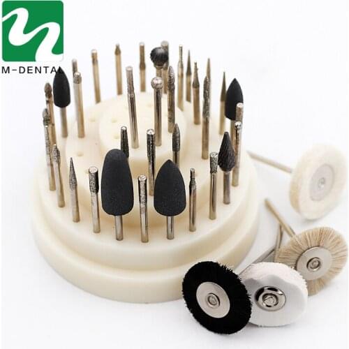 41Pcs Dental Lab Silicone Rubber Rotary Tungsten Steel Polishing Burs 2.35mm Dentist Equipment With Box Free Shipping