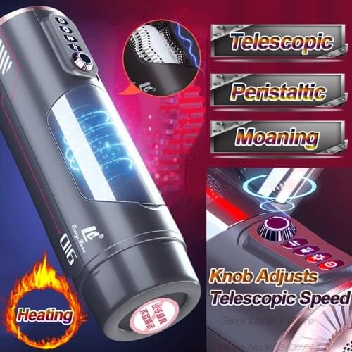 Automatic Telescopic Peristaltic Male Masturbator Vagina Real Pussy Piston Heating Moaning Thrusting Sex Machine Toys For Men 18