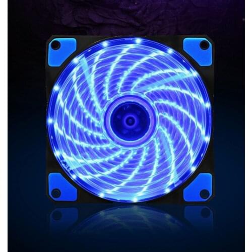 120mm 15 LED Ultra Silent Computer PC Case Cooling Fan CPU Cooler 12V With Rubber Quiet Molex Connector 3/4Pin Plug Fans Cooler