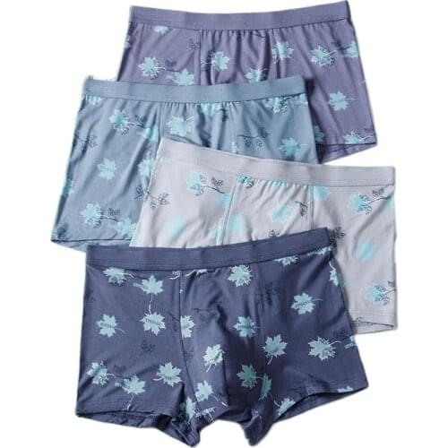 Mens Ice Silk Boxer Lovely Cartoon Print Underwear Men INS Wind Seamless Middle Waist Comfortable Breathable Boxers