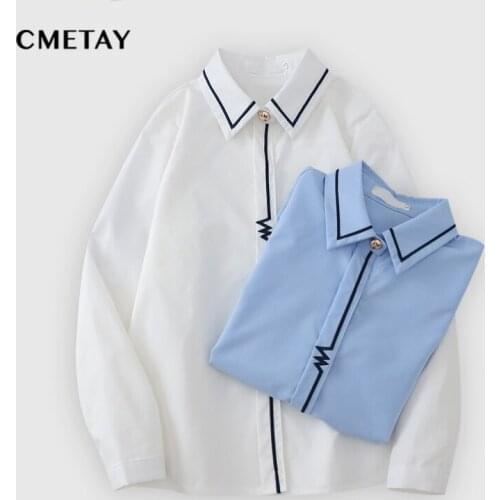 CMETAY Women's Shirts With Embroidery