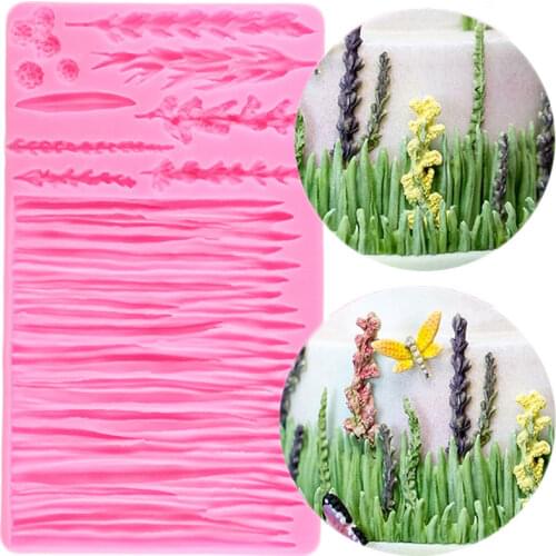 Wild Meadow Silicone Mould Lavender Cake Border Fondant Baby Party Decorating Tools Candy Chocolate Gumpaste Molds