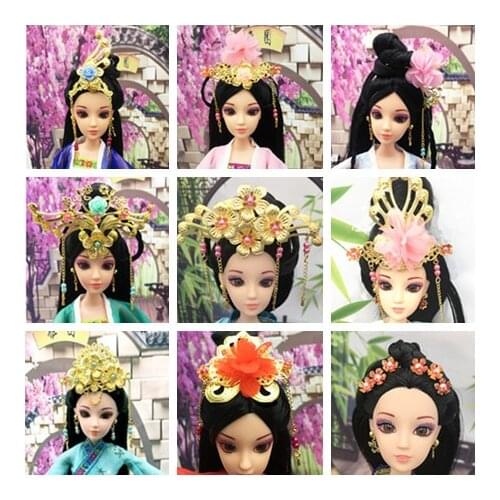 For 30cm chinese kurhn doll Traditional Earrings head decoration doll Necklace DIY Earrings Ornament Toy Jewelry