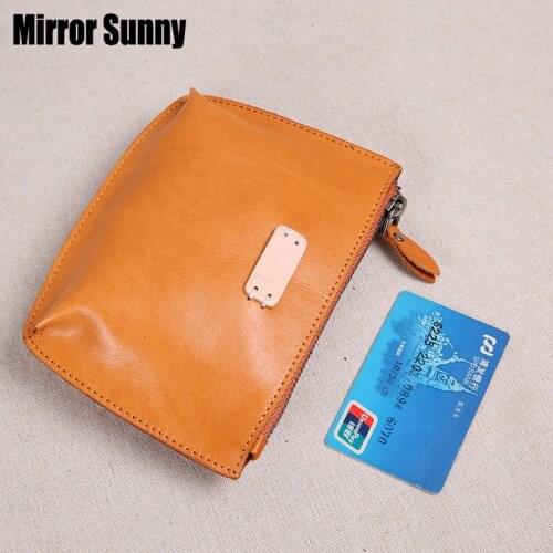 Genuine Leather Coin Purse Female Small Clutch Bag Ultra-thin Simple Handmade Small Zipper Wallet Soft Leather Cowhide Key Bag