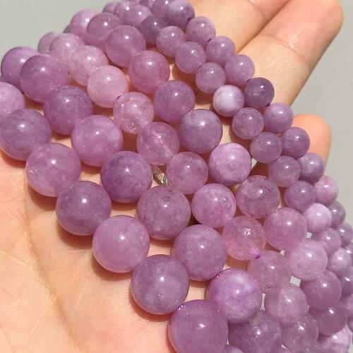 Natural Stone Purple Crystal Beads Round Loose Spacer Angelite Stone Beads For Jewelry Making Beads 4 6 8 10mm Diy Bracelets
