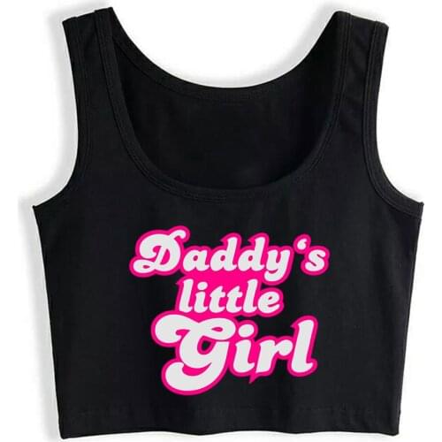 Crop Top Sport Daddys Little Girl Comic Harajuku Print Tops Women