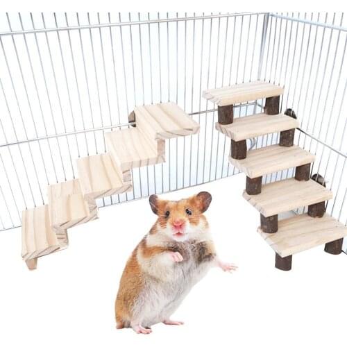 Cute Hamster Ladder Exercise Game Stairs Pet Toys Wooden Ladder Small Pet Stair Toy Parrot Cage Accessories Pet Product