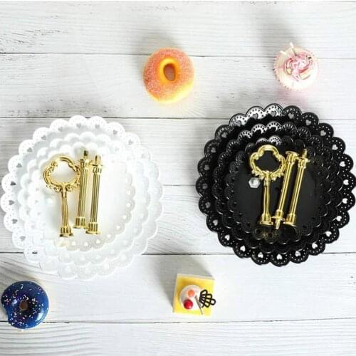 Multi-layer Fruit Tray Dessert Cake Stand Shelf European Storage Rack Three-tier Tray Dried Fruit Fruit Snack Plastic Petal B8V8