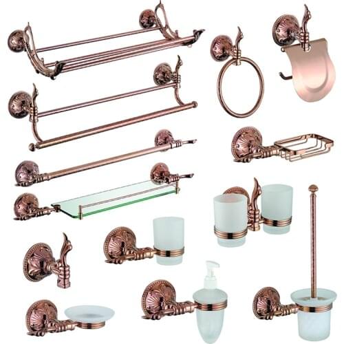 Rose Gold Wall-Mounted Clothes Hook Towel Rack Bar Toilet Brush Tissue Paper Holder Shower Soap Dispenser Bathroom Accessories