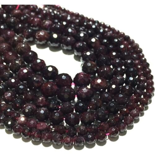 Natural Faceted Genuine Red Garnet Stone Beads Loose Spacer Beads Healing Energy Jewelry Handmade Making DIY Bracelet Necklace