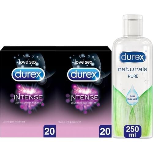 Durex Lubricant Gel Naturals 250 ml + Durex Intense Condoms 40'lı