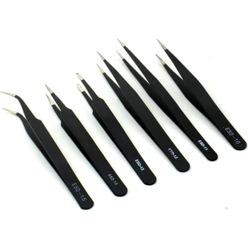 New 6Pcs/set Anti-Static Tweezers Anatomical Surgical Anti-Magnetic Tool Set SMD ESD
