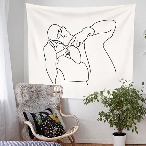 Couple Wall Hanging Tapestry Decorative Bedroom Bedspread Beach Mat Nordic Throw Rug Blanket Wall Cloth Living Room Decor