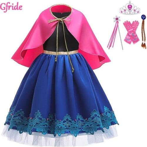 Baby Girl Dress Christmas snow queen Cosplay Costume Summer Girl Short Sleeve Dress With Cape For Birthday Party Clothes