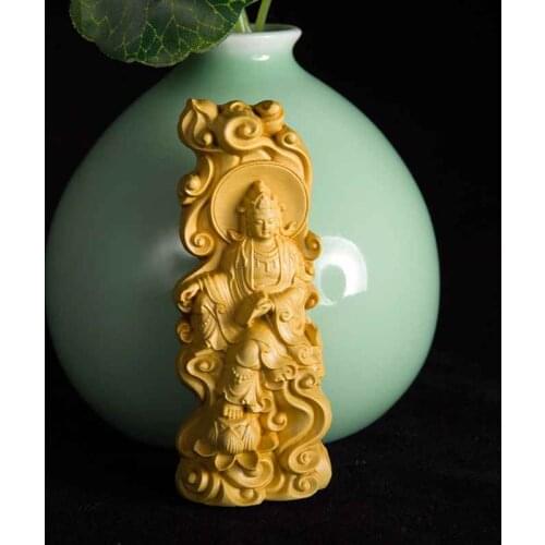 Factory Direct Wholesale Boxwood Carvings Avalokitesvara Buddha Amulet Hand Pieces Delicate Wooden Crafts Tag Free Ship