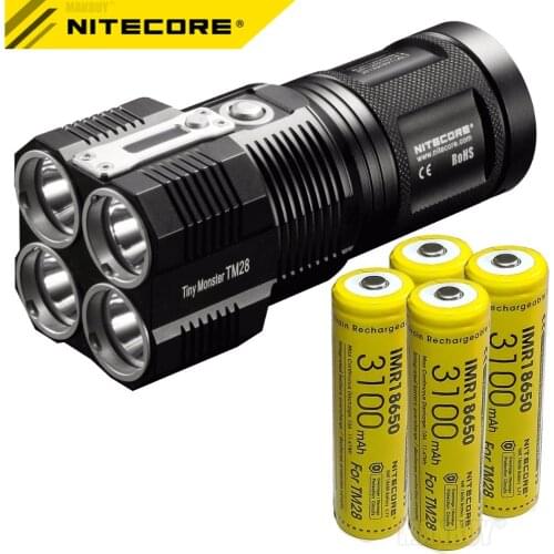 Sale NITECORE TINY MONSTER TM28 6000LM CREE XHP35 HI 4LED Rechargeable Hight Light Flashlight FOR Gear Hunting Outdoor Searching
