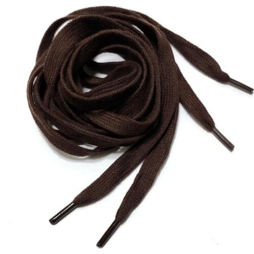 1 pairs Pure cotton brown flat shoelaces 45" inch 105cm length and 8mm width for sport sneaker canvas shoes
