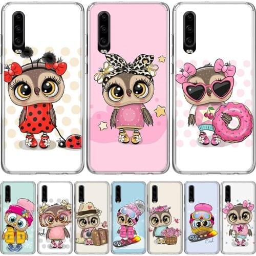 Cute Owl Hearts Lover Silicon Phone Case For Huawei P30 P20 P40 P10 Mate 30 20 10 Pro Lite P Smart Z Plus + Pattern Cover Coque