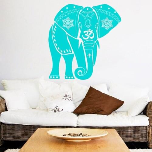 Elephant Buddha Wall Decals Mandala Symbol Meditation Wall Sticker Yoga Decor Removable Vinyl Wall Art Stickers Murals S-495