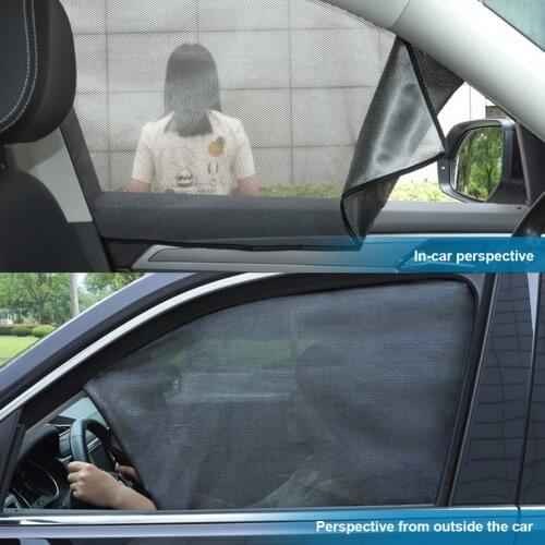 2PCS Side Window Sunshade Magnetic Front Rear Window Shade Curtain Perspective Mesh Summer Sun Protection Cover Car Accessories