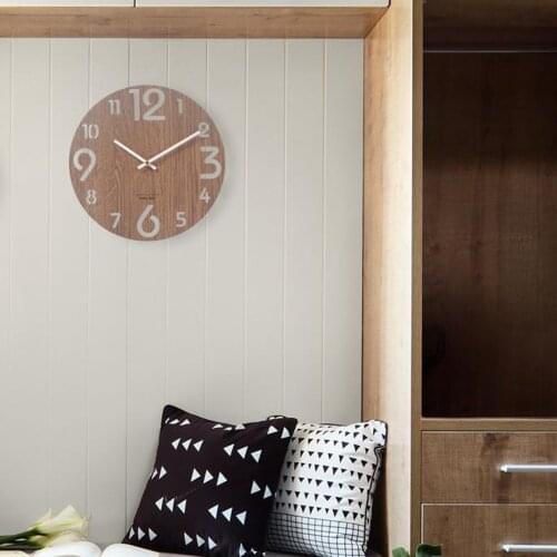 Modern Quality Quartz Three-dimensional Fashion Wooden Silent Clock for Home Office School Living Room Decor