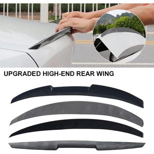 Car Rear Trunk Spoiler Wing Boot Lip ABS Carbon Fiber Car Styling Trunk Spoiler Wing Car Modified Sports Tail with Adhesive