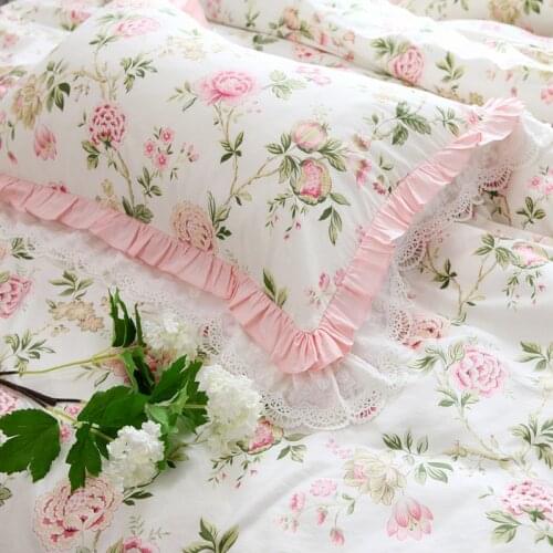 Super embroidery pillowcase Nordic princess pillowcases cute white ruffle lace bed satin pillow cover home decor pillow case