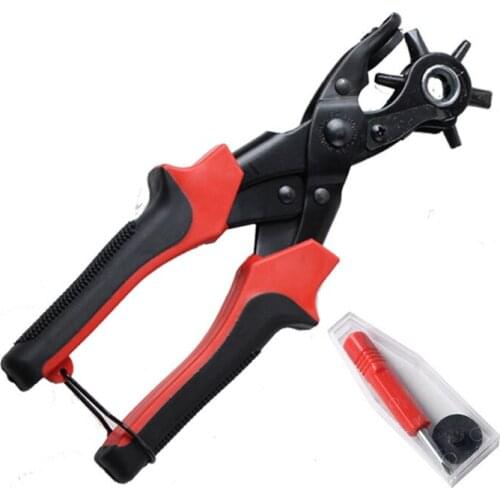 Heavy Duty Strap Punch Plier Watchband Household Revolve Machine Bag Eyelet Leather Belt Hole Puncher Setter Tool