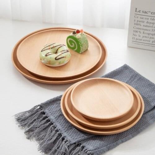 Solid Wood Pan Plate Tea Tray Fruit Sushi Saucer Dessert Dinner Plate Candy Storage Dishes Tableware Set Tray
