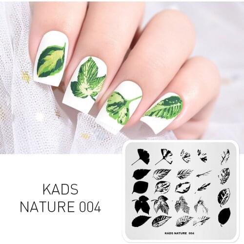 KADS Nature 004 Overprint stamp plate Leaves Ginkgo Boxwood Leaves Nail Art Decorations Stamp Polish Plate for Manicure Art Work