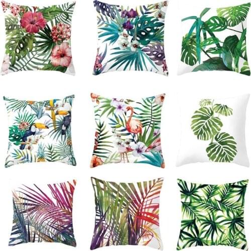 Tropical Plants Pillow Case Polyester Decorative Pillowcases Green Leaves Throw Pillow Case kussensloop almohada poszewka ZT306